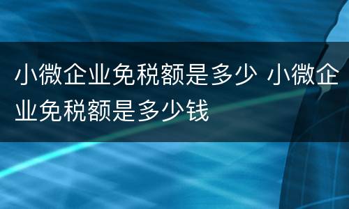 小微企业免税额是多少 小微企业免税额是多少钱