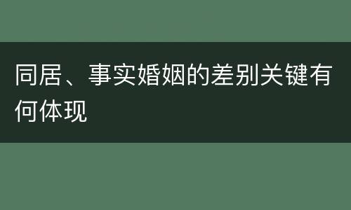 同居、事实婚姻的差别关键有何体现