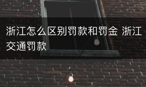 浙江怎么区别罚款和罚金 浙江交通罚款