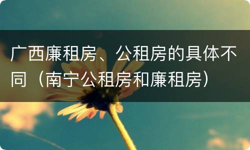 广西廉租房、公租房的具体不同（南宁公租房和廉租房）