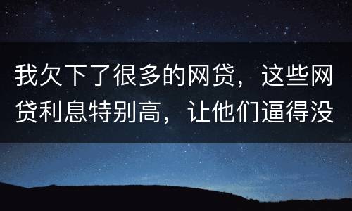 我欠下了很多的网贷，这些网贷利息特别高，让他们逼得没有能力偿还了，我该怎么办