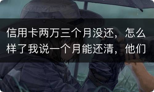 信用卡两万三个月没还，怎么样了我说一个月能还清，他们及了能坐牢吗