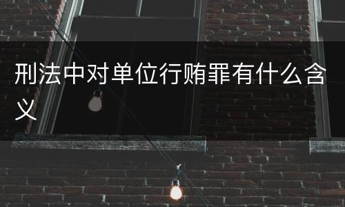 刑法中对单位行贿罪有什么含义