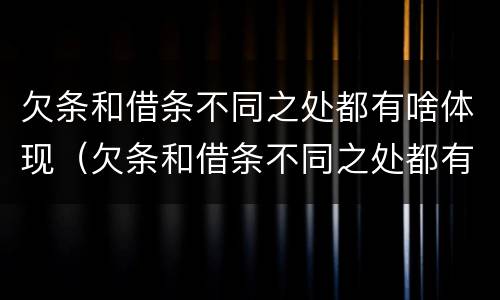 欠条和借条不同之处都有啥体现（欠条和借条不同之处都有啥体现呢）