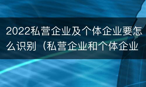 2022私营企业及个体企业要怎么识别（私营企业和个体企业）