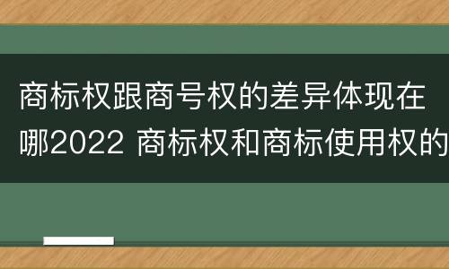 商标权跟商号权的差异体现在哪2022 商标权和商标使用权的区别