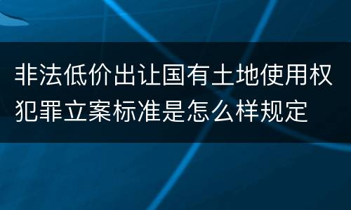 非法低价出让国有土地使用权犯罪立案标准是怎么样规定