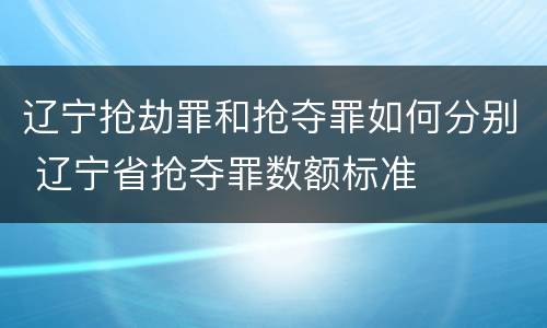 辽宁抢劫罪和抢夺罪如何分别 辽宁省抢夺罪数额标准