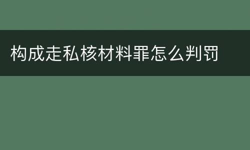 构成走私核材料罪怎么判罚
