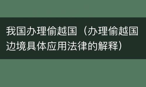我国办理偷越国（办理偷越国边境具体应用法律的解释）