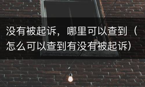 没有被起诉，哪里可以查到（怎么可以查到有没有被起诉）