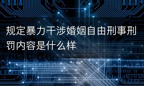 规定暴力干涉婚姻自由刑事刑罚内容是什么样