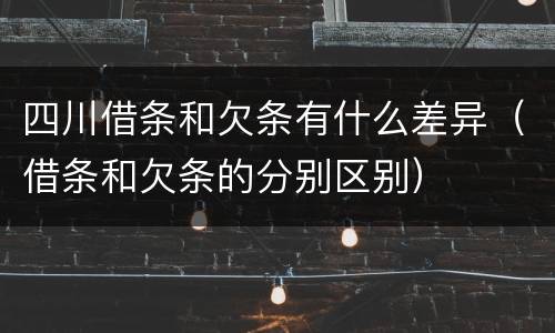 四川借条和欠条有什么差异（借条和欠条的分别区别）