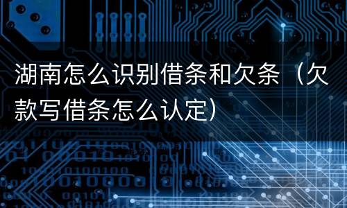 湖南怎么识别借条和欠条（欠款写借条怎么认定）