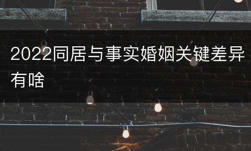 2022同居与事实婚姻关键差异有啥