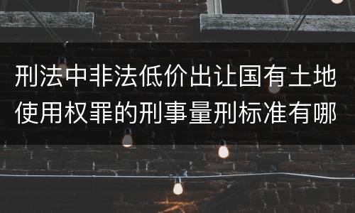 刑法中非法低价出让国有土地使用权罪的刑事量刑标准有哪些