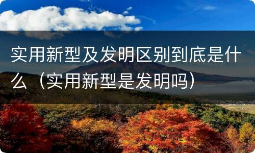 实用新型及发明区别到底是什么（实用新型是发明吗）