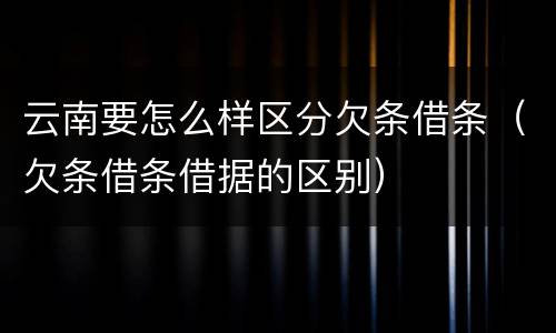 云南要怎么样区分欠条借条（欠条借条借据的区别）
