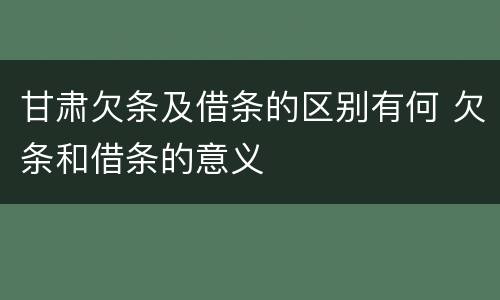 甘肃欠条及借条的区别有何 欠条和借条的意义