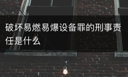 破坏易燃易爆设备罪的刑事责任是什么