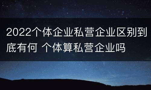 2022个体企业私营企业区别到底有何 个体算私营企业吗