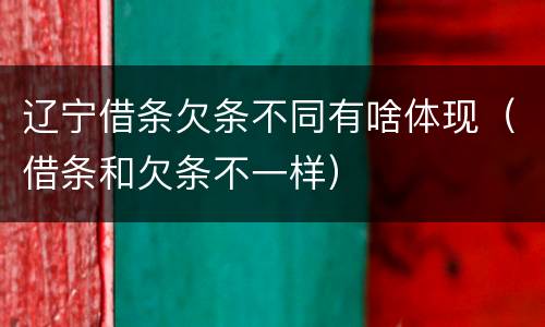 辽宁借条欠条不同有啥体现（借条和欠条不一样）
