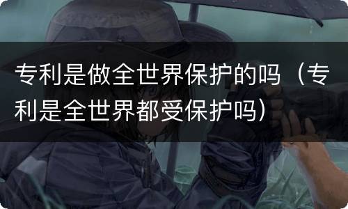 专利是做全世界保护的吗（专利是全世界都受保护吗）