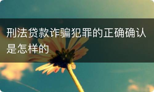 刑法贷款诈骗犯罪的正确确认是怎样的
