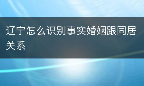 辽宁怎么识别事实婚姻跟同居关系