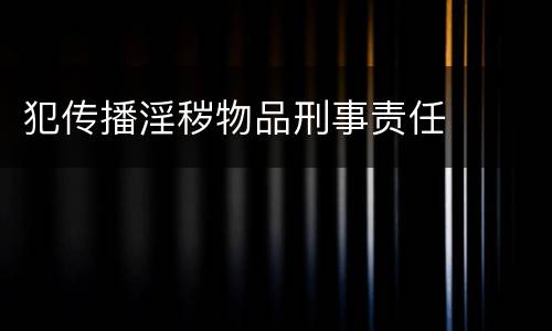 犯传播淫秽物品刑事责任