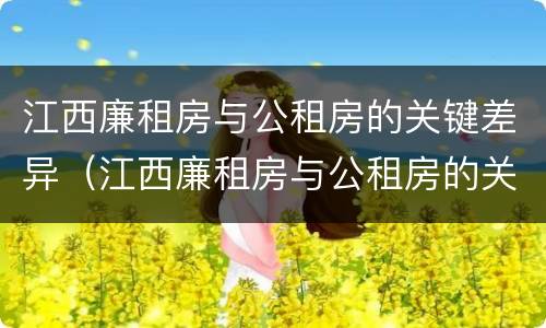 江西廉租房与公租房的关键差异（江西廉租房与公租房的关键差异在哪）