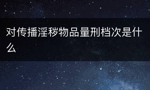 对传播淫秽物品量刑档次是什么