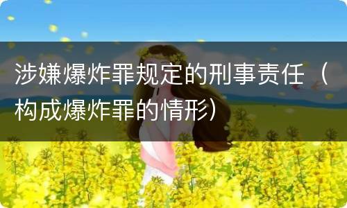 涉嫌爆炸罪规定的刑事责任（构成爆炸罪的情形）