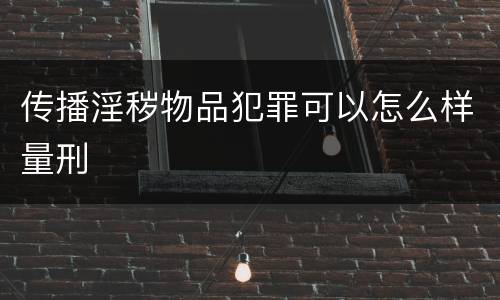 传播淫秽物品犯罪可以怎么样量刑