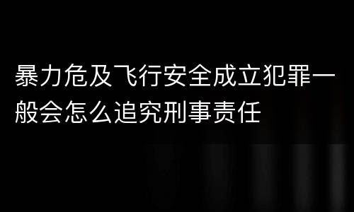 暴力危及飞行安全成立犯罪一般会怎么追究刑事责任