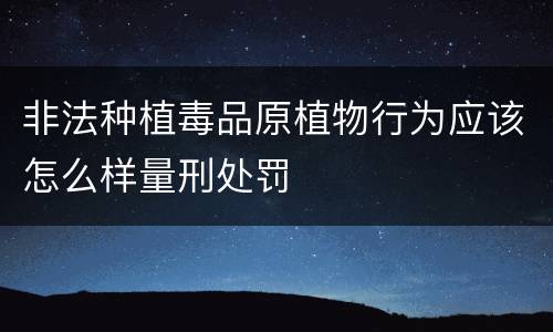 非法种植毒品原植物行为应该怎么样量刑处罚