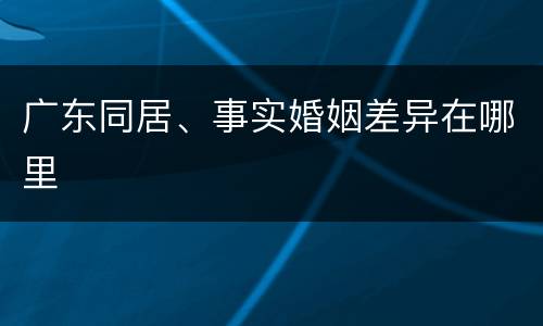 广东同居、事实婚姻差异在哪里