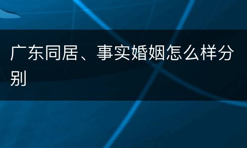 广东同居、事实婚姻怎么样分别