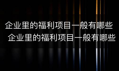 企业里的福利项目一般有哪些 企业里的福利项目一般有哪些呢