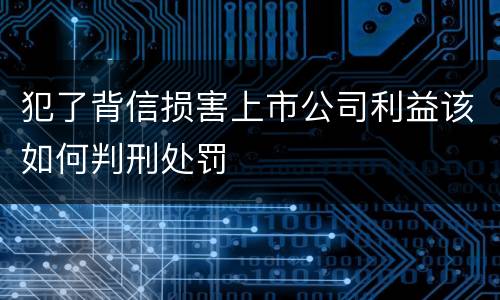 犯了背信损害上市公司利益该如何判刑处罚