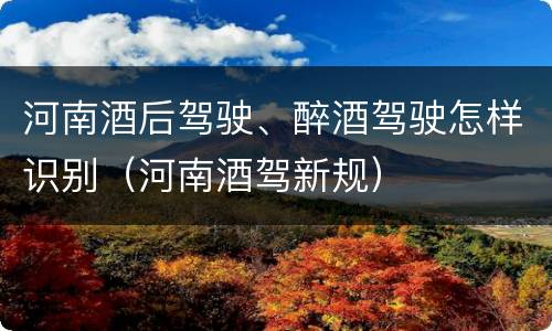 河南酒后驾驶、醉酒驾驶怎样识别（河南酒驾新规）