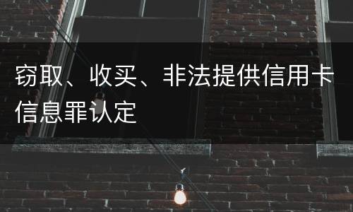 窃取、收买、非法提供信用卡信息罪认定