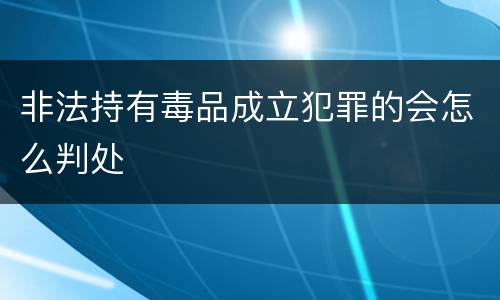 非法持有毒品成立犯罪的会怎么判处