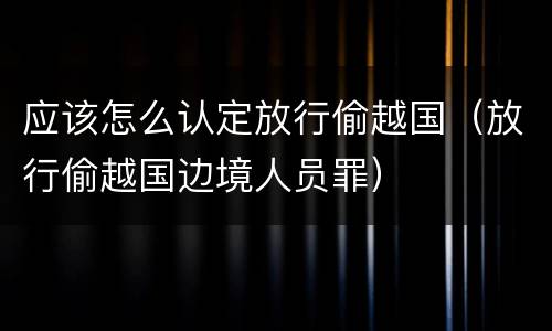 应该怎么认定放行偷越国（放行偷越国边境人员罪）