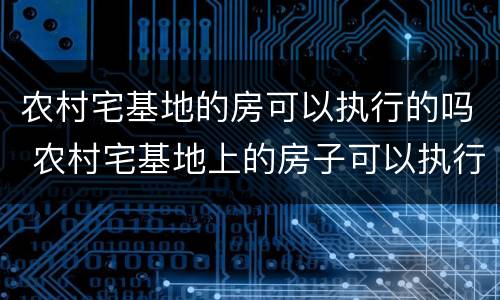 农村宅基地的房可以执行的吗 农村宅基地上的房子可以执行吗