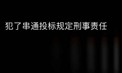 犯了串通投标规定刑事责任