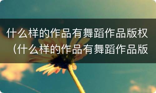 什么样的作品有舞蹈作品版权（什么样的作品有舞蹈作品版权呢）