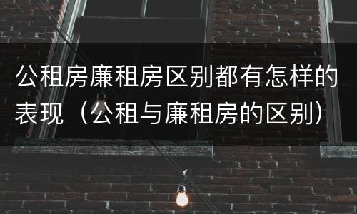 公租房廉租房区别都有怎样的表现（公租与廉租房的区别）