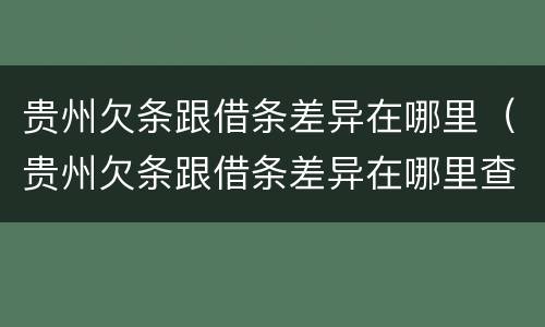 贵州欠条跟借条差异在哪里（贵州欠条跟借条差异在哪里查）