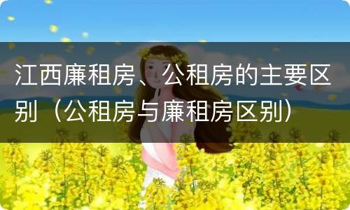 江西廉租房、公租房的主要区别（公租房与廉租房区别）